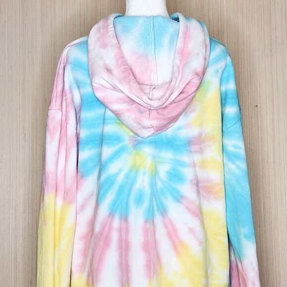 Pawz Dog Mom Tie-Dye Hoodie Pastel Pink Blue Yellow Women's Size Large - Picture 5 of 9